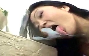 licking cum off of tables