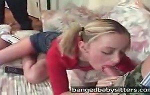 This blonde babysitter gets more cock then she can handle