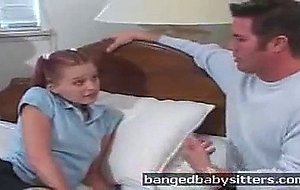 Horny college babysitter loves sliding on hard cock