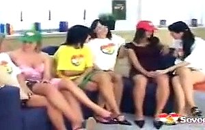 Group of naughty lesbians toying eachother