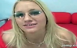 Blonde hottie Nicole Scarlett gets cum on the specs