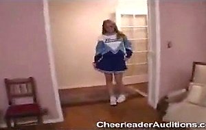 Young cheerleader roots for cock!