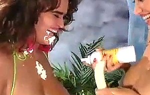 Hotties licking whipped cream off each other