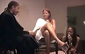 Cunt rubbing ebony escort got interviewed on stage