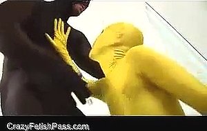 Yellow horny spandex dressed Devil a busty brunette is fucked ...