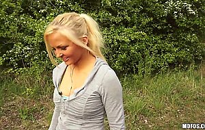 Veronika flashes her perfect tits in nature