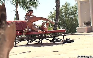 Angelica Heart sucks and rides beefy cock in the sun