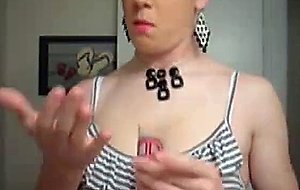 Teen crossdresser toying and fisting