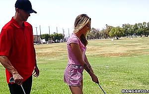 Karla kush teasing her golf instructor with her short skirt