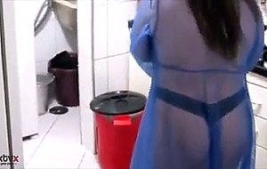 Aunt gets caught in the kitchen