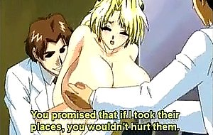 Hentai rubbing her huge melon boobs by dirty doctors