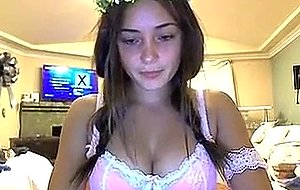 Sexy busty petite slim teen on live webcam