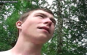 Pretty boy gets cock sucked in forest