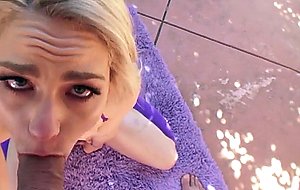 Blonde beauty lisey horny sucking big cock in pov