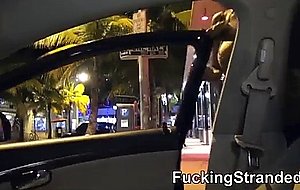 Stranded teen at night fucked in the van