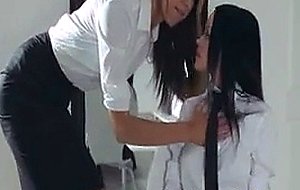 Hot schoolgirls tease herself in pants