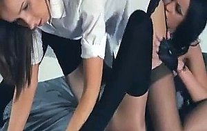 Hot schoolgirls tease herself in pants