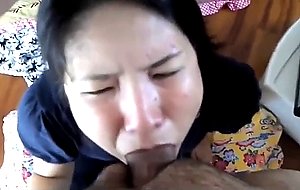 Asian wife bj and cum in mouth