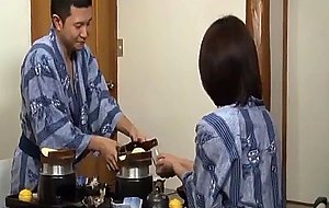 Good looking wife serving mature granpa