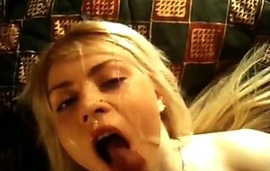 Young honey blonde chick sucks and rides her bf cock