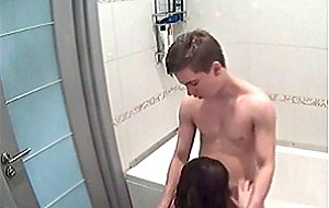 Amateur bathroom young brunette blow and fuck