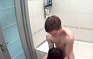 Amateur bathroom young brunette blow and fuck
