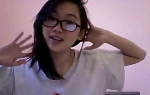 Asian teen with glasses webcam show