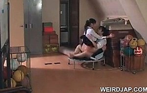 Asian school babes playing sex games in group