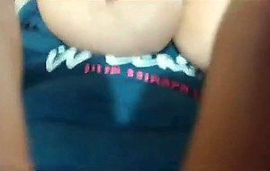 Curvy busty brunette masturbates on webcam