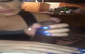 Blue haired cutie sucking bbc