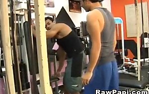 Passionate latinos fucking like mad at the gym