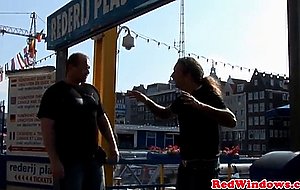 Amsterdam prostitute rides tourists cock