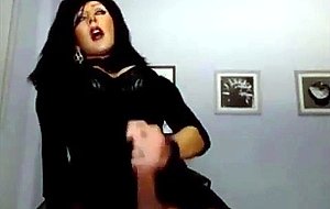 Hot trans cougar wanking her beautiful cock
