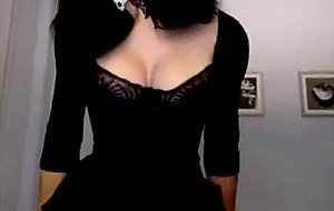 Hot trans cougar wanking her beautiful cock
