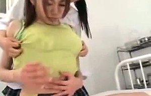 Schoolgirl Getting Her Tits Rubbed Rubbing Other Girl Tits On The Bed