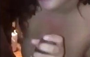 Dark skinned bbw stroking and blowing a bbc