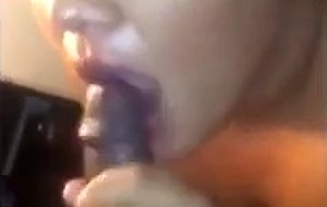Dark skinned bbw stroking and blowing a bbc