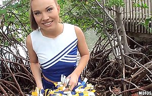 Tiff Bannister makes her BF's wish to fuck a cheerleader true