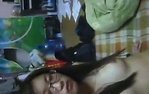 Asian couple fucking on film
