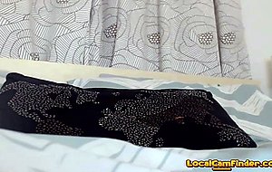Pretty brunette teen masturbates