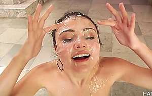 Teen adria rae gets many loads on her face