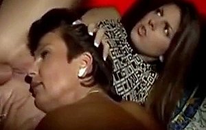 Italian MILF And Daughter Double Team Lucky Guy