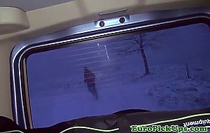 Pulled bigboobed russian amateur swallows cum