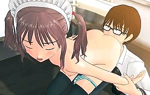Teen animated maid sucks dick