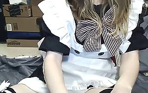 Cute petite teen rubs pussy on webcam