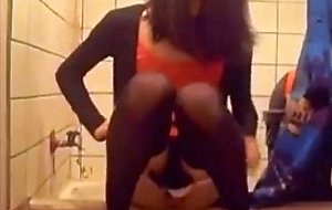 Trap lover masturbating in the bathroom