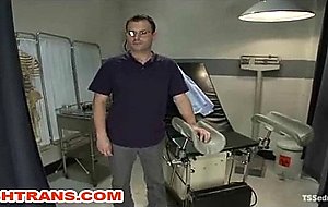 Black ts fucks a guy on gyno table