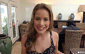 Petite brunette with small tits gets her daily dose pussy drilling