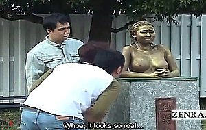 Subtitled public japanese park statue prank covert sex