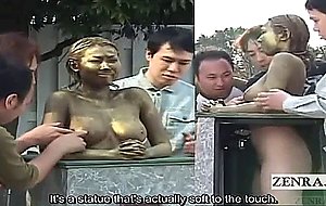 Subtitled public japanese park statue prank covert sex